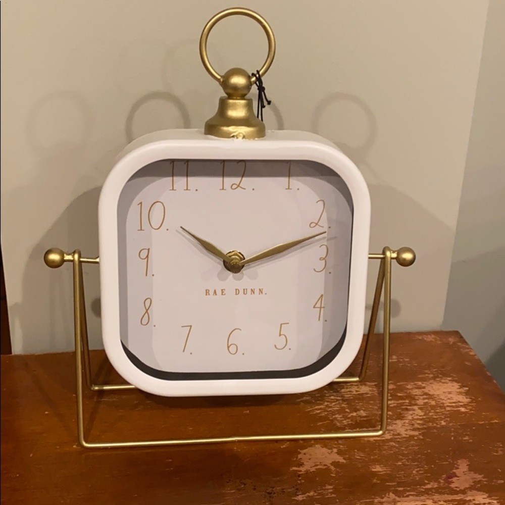 Rae Dunn White and Gold Clock